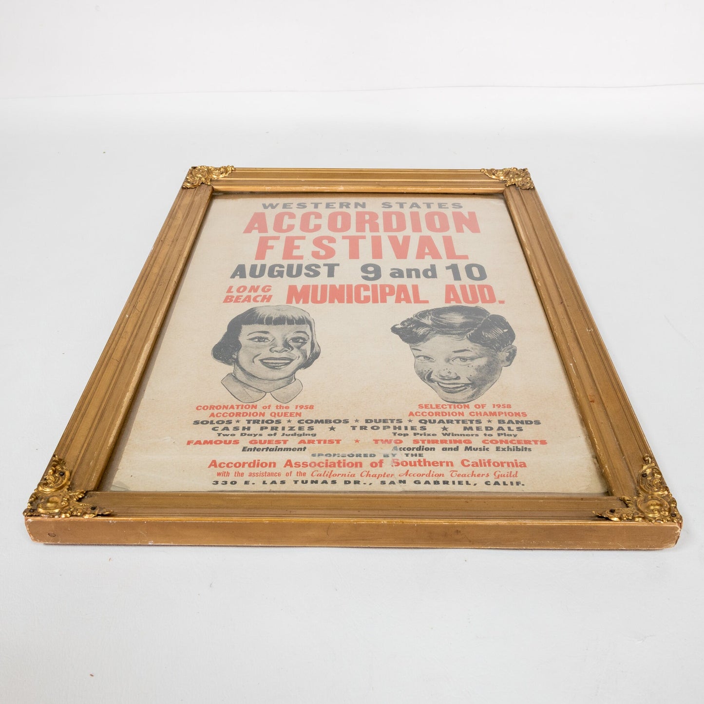 Original 1958/59 Western States Accordion Festival Poster Long Beach California Amazing! Accordion Association of Southern California