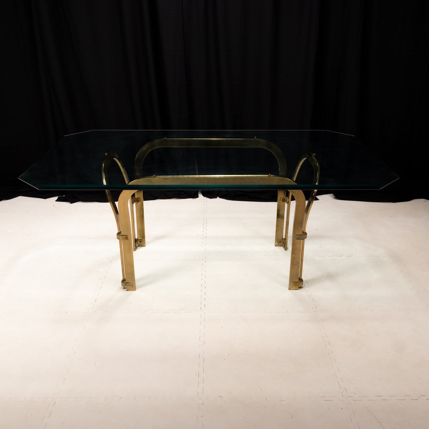 Vintage 1980s Chromcraft Brass Glass Top Hollywood Regency Dining Table MCM - Matching Chairs Available - MCM Retro