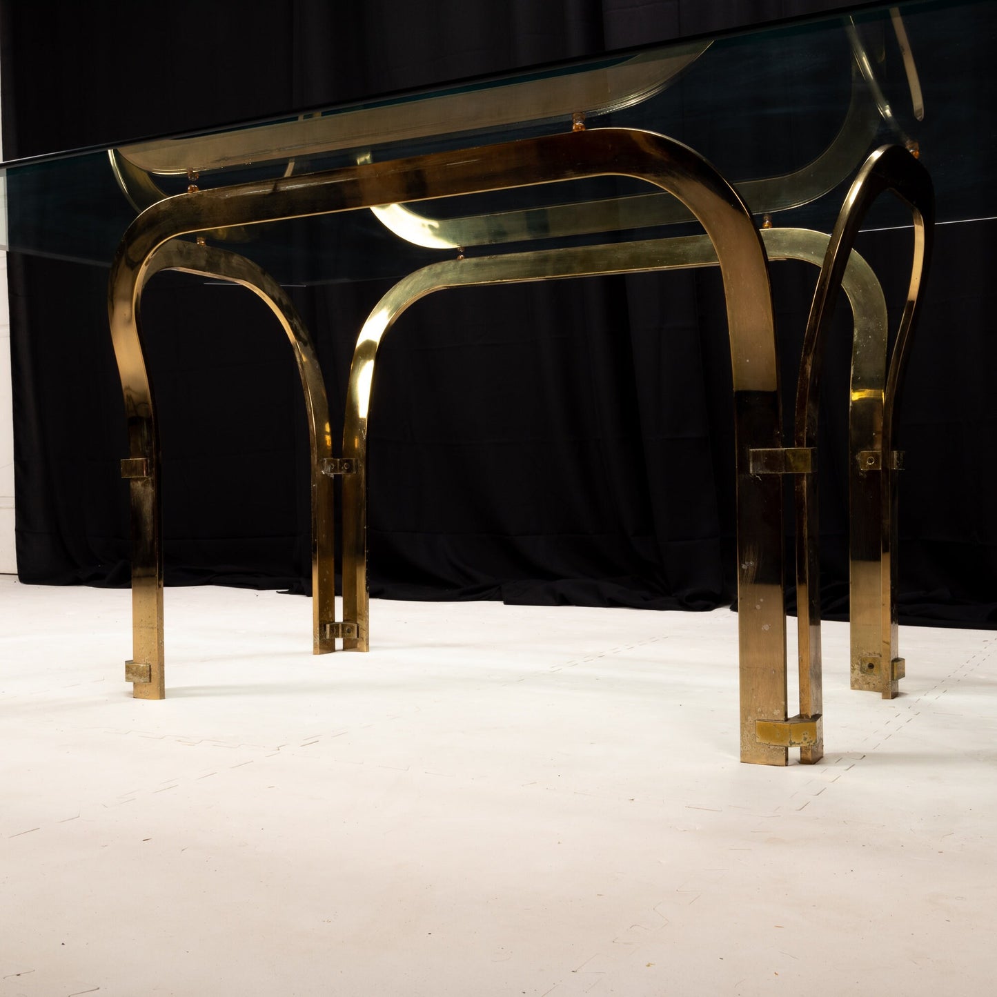 Vintage 1980s Chromcraft Brass Glass Top Hollywood Regency Dining Table MCM - Matching Chairs Available - MCM Retro