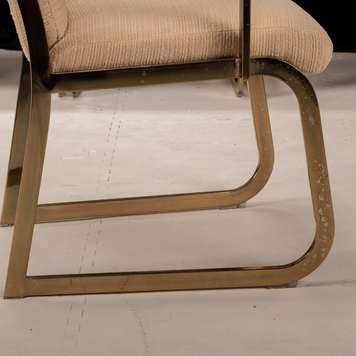 Vintage 1987 Chromcraft Brass High Back Dining Chairs - Hollywood Regency MCM Retro - Upholstered Textured Chairs - Elegant Design