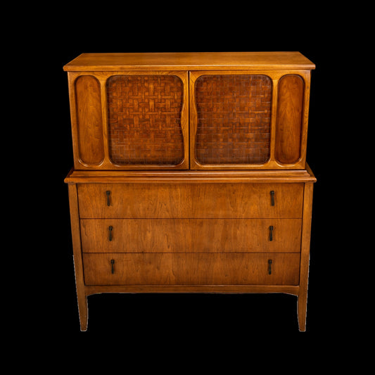 1960s Mid Century Modern Andre Bus for Lane Perception Dresser High Boy Chest of Drawers - MCM Vintage Statement Pop Piece!