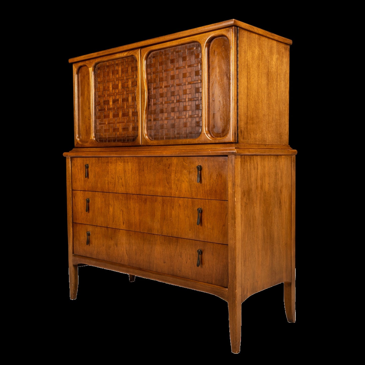 1960s Mid Century Modern Andre Bus for Lane Perception Dresser High Boy Chest of Drawers - MCM Vintage Statement Pop Piece!
