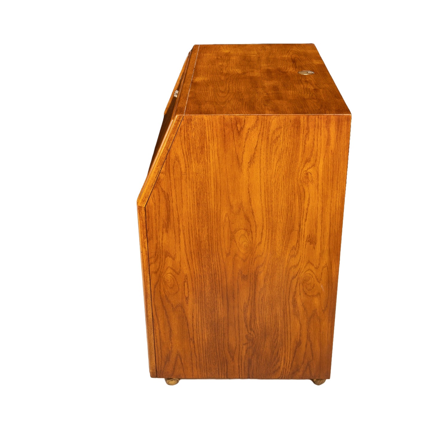 1980s Drexel Passage Campaign Style Drop Front Rolling Desk Storage Cabinet - USA Made Vintage High Quality Furniture- We Ship