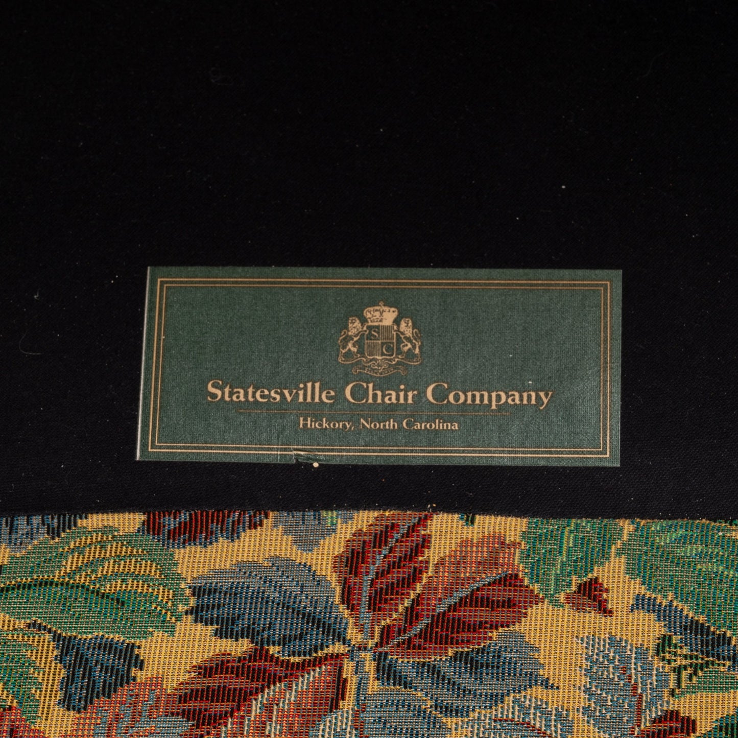 Statesville Chair Co Floral Leaf Upholstered Library Chairs -William IV Style- A Pair