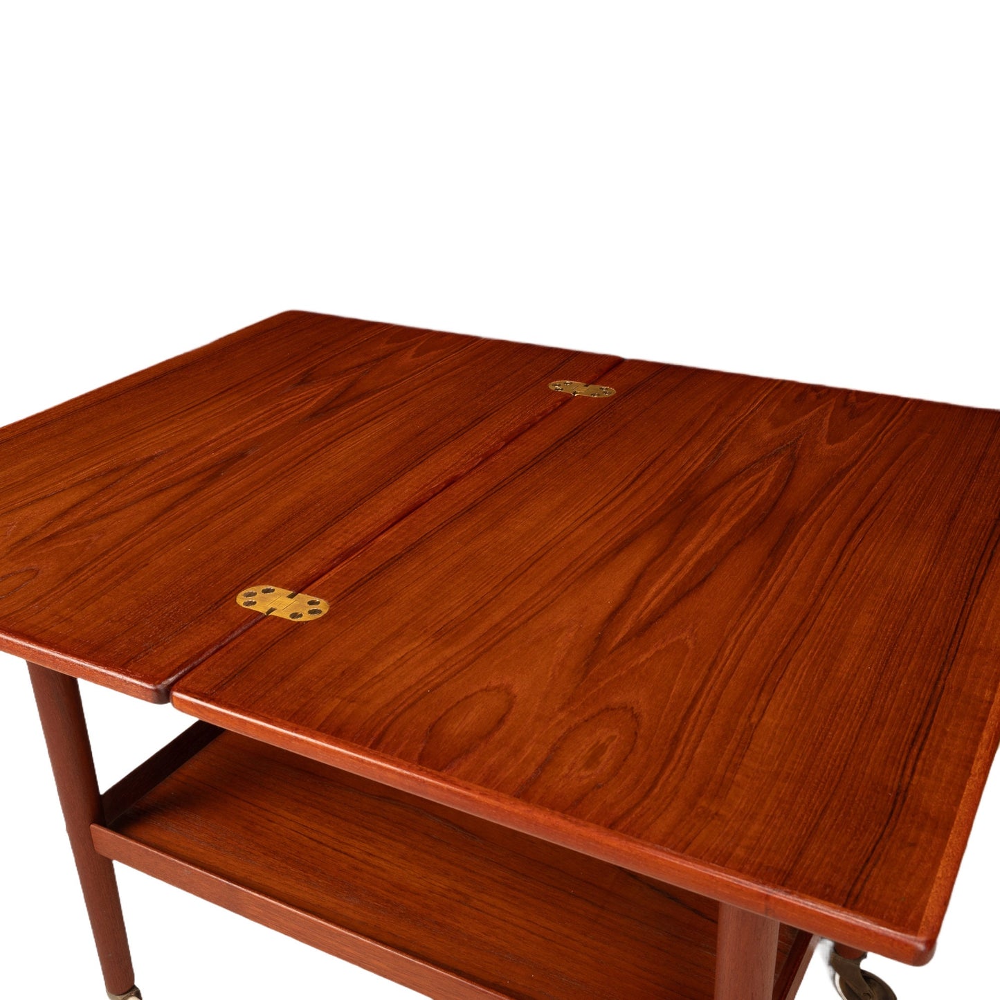 Grete Jalk for Poul Jeppesen Teak Expandable Serving Cart 1950s MCM Mid Century Danish Modern Unique Piece Small Footprint