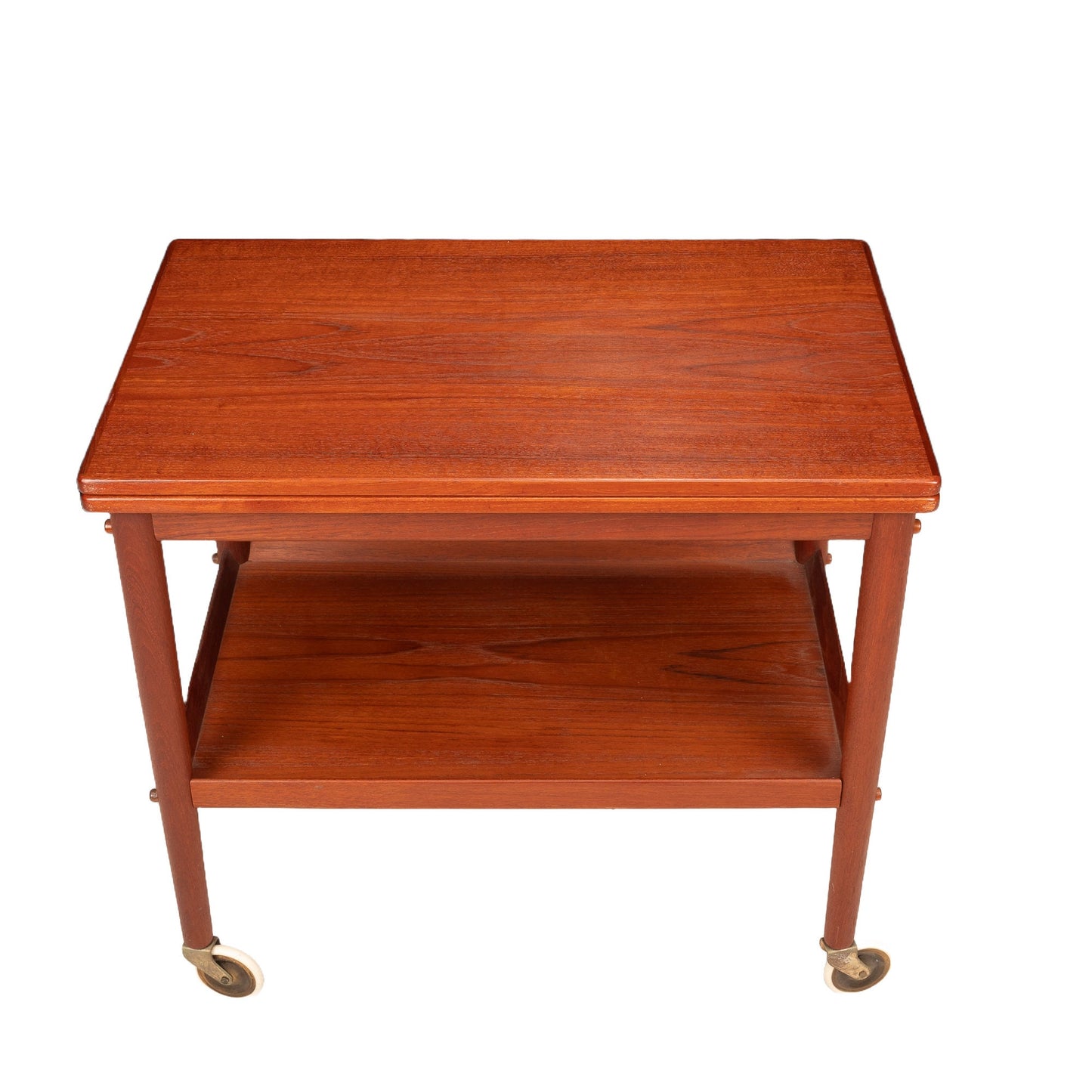 Grete Jalk for Poul Jeppesen Teak Expandable Serving Cart 1950s MCM Mid Century Danish Modern Unique Piece Small Footprint