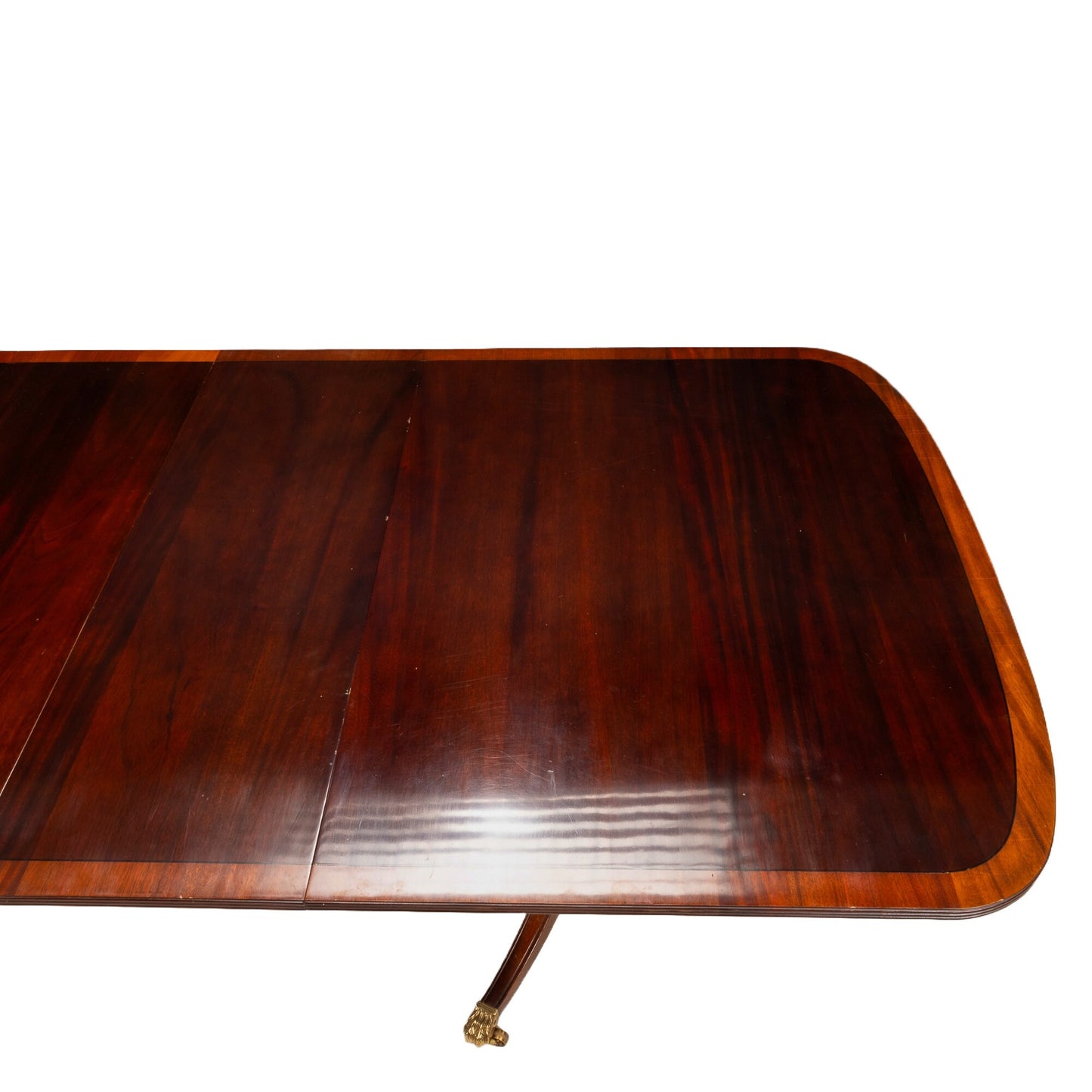 Stickley Georgian Mahogany Double Pedestal Extension Dining Table - Seats 12+ , Brass Claw Footed - Regency Style