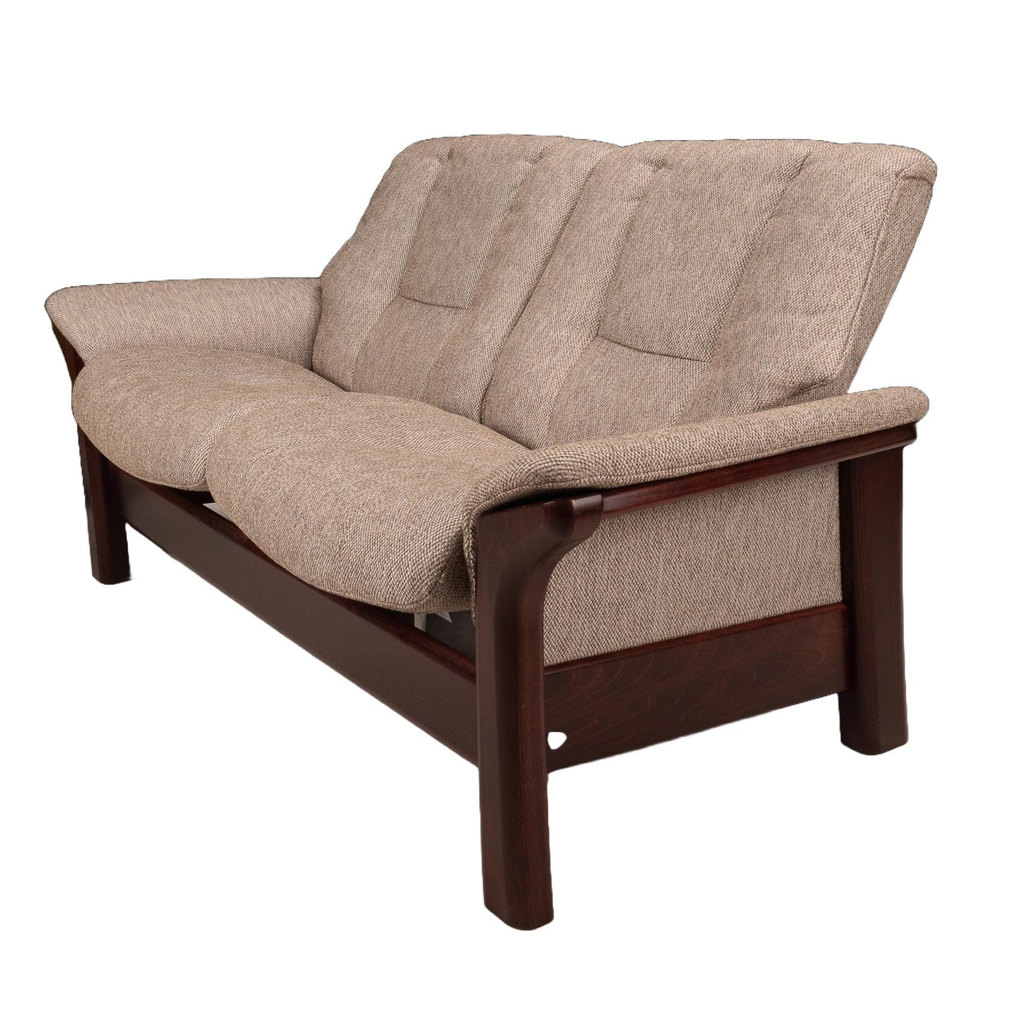 Ekornes Stressless Buckingham Reclining Loveseat Sofa W/ Rosewood Hue Frame in Woven Boucle Fabric Made in Norway , USA Shipping Available