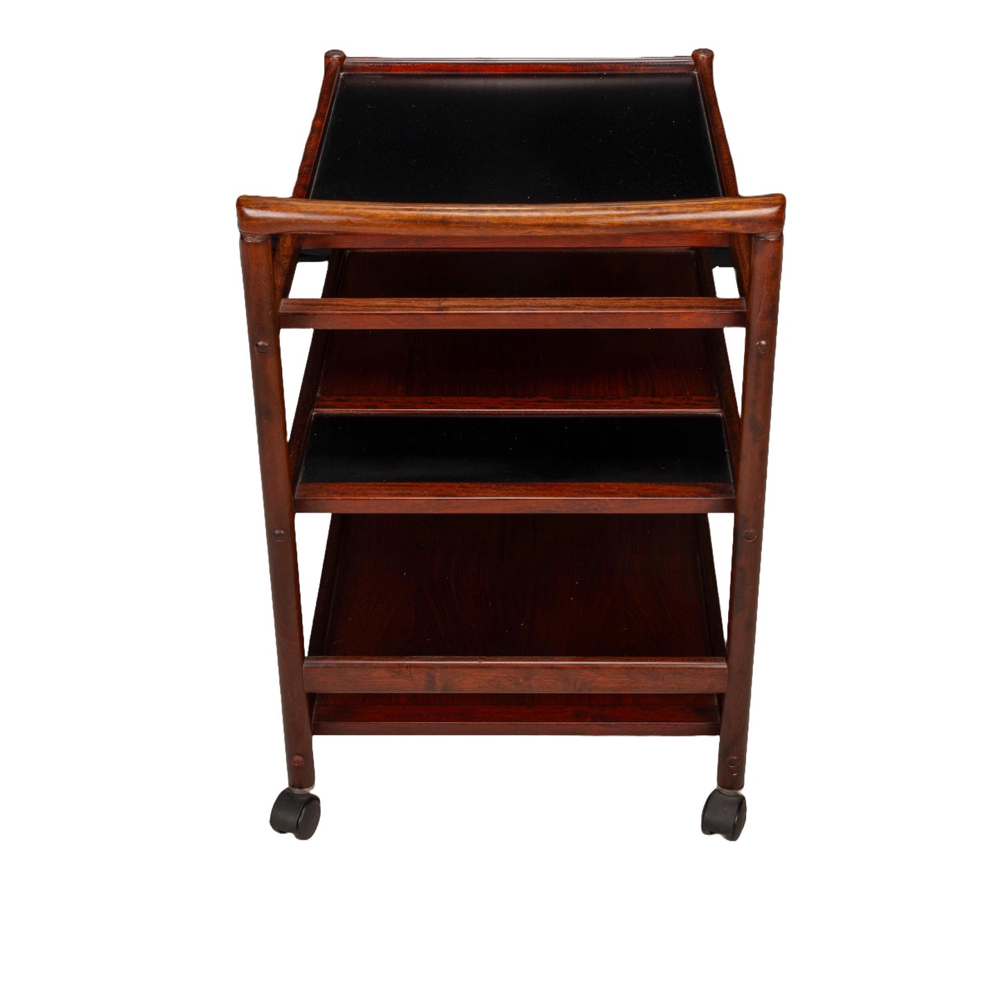 Rare 1970s Danish Rosewood Auto Trolley Bar Cart by Johannes Andersen for Dyrlund - MCM Vintage Mid Century - USA Shipping Available