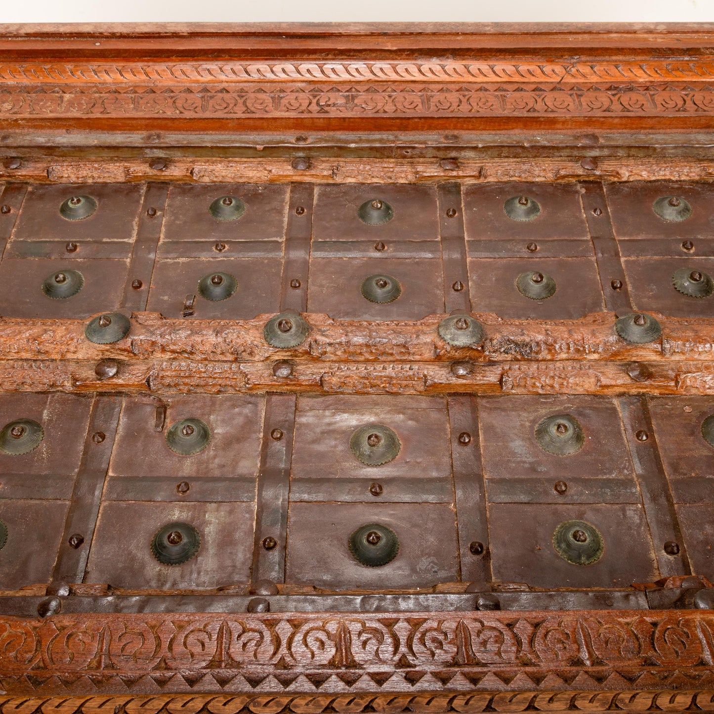 19th Century Indian Sheesham Wood and Iron Exterior Door Conversion Coffee Table, Amazing Statement Piece, USA Shipping Available