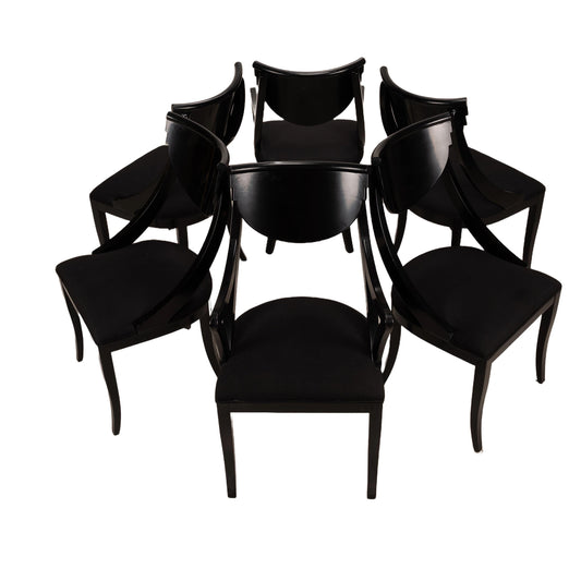 Set of 6 Sculptural Dining Chairs by Pietro Constantini for Ello Furniture - Black - Made in Italy - Postmodern- USA Shipping Available