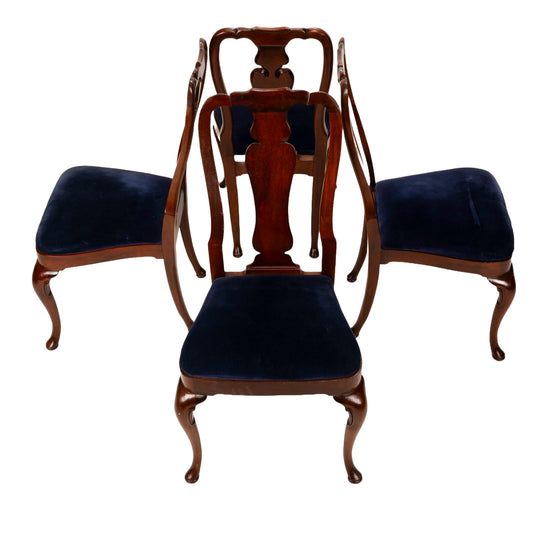Kindel Furniture Oxford Queen Anne Carved Mahogany Dining Chairs - Set of Four , Elegant Styling, Solid Wood, USA Shipping Available