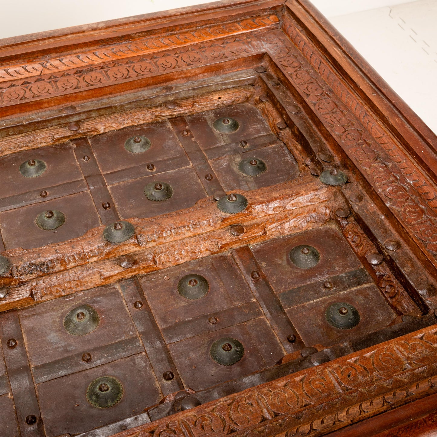 19th Century Indian Sheesham Wood and Iron Exterior Door Conversion Coffee Table, Amazing Statement Piece, USA Shipping Available