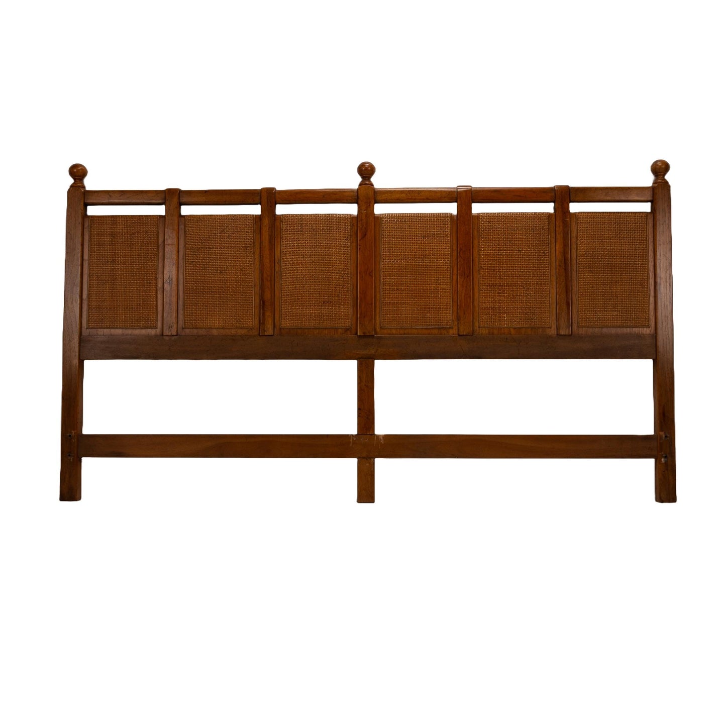 1950s Mid Century Modern Cane Wicker King Headbaord - Vintage MCM Boho Chic Bed Bedframe , Unique Piece USA Made