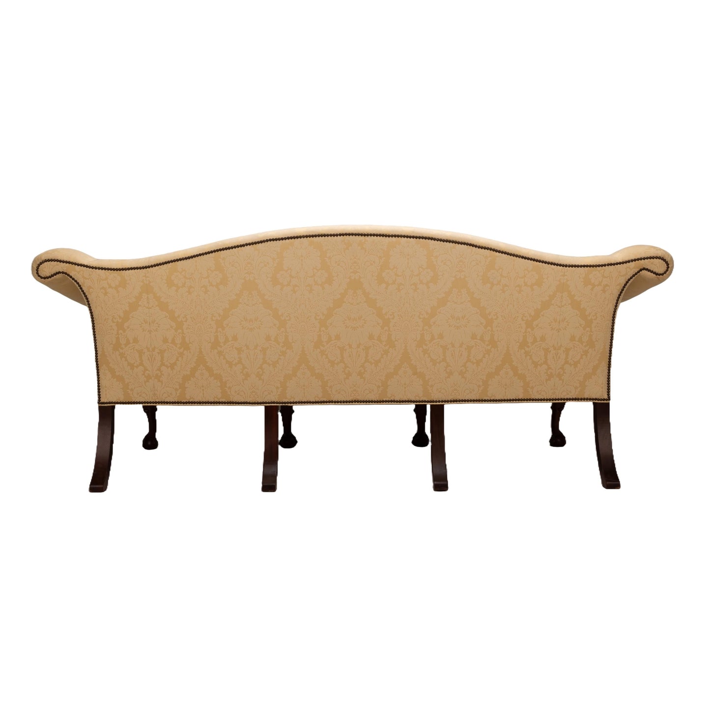 Vintage Baker Furniture Camel Back Claw Footed & Studded Sofa , Chippendale English Style , Original Upholstery , Gorgeous Piece