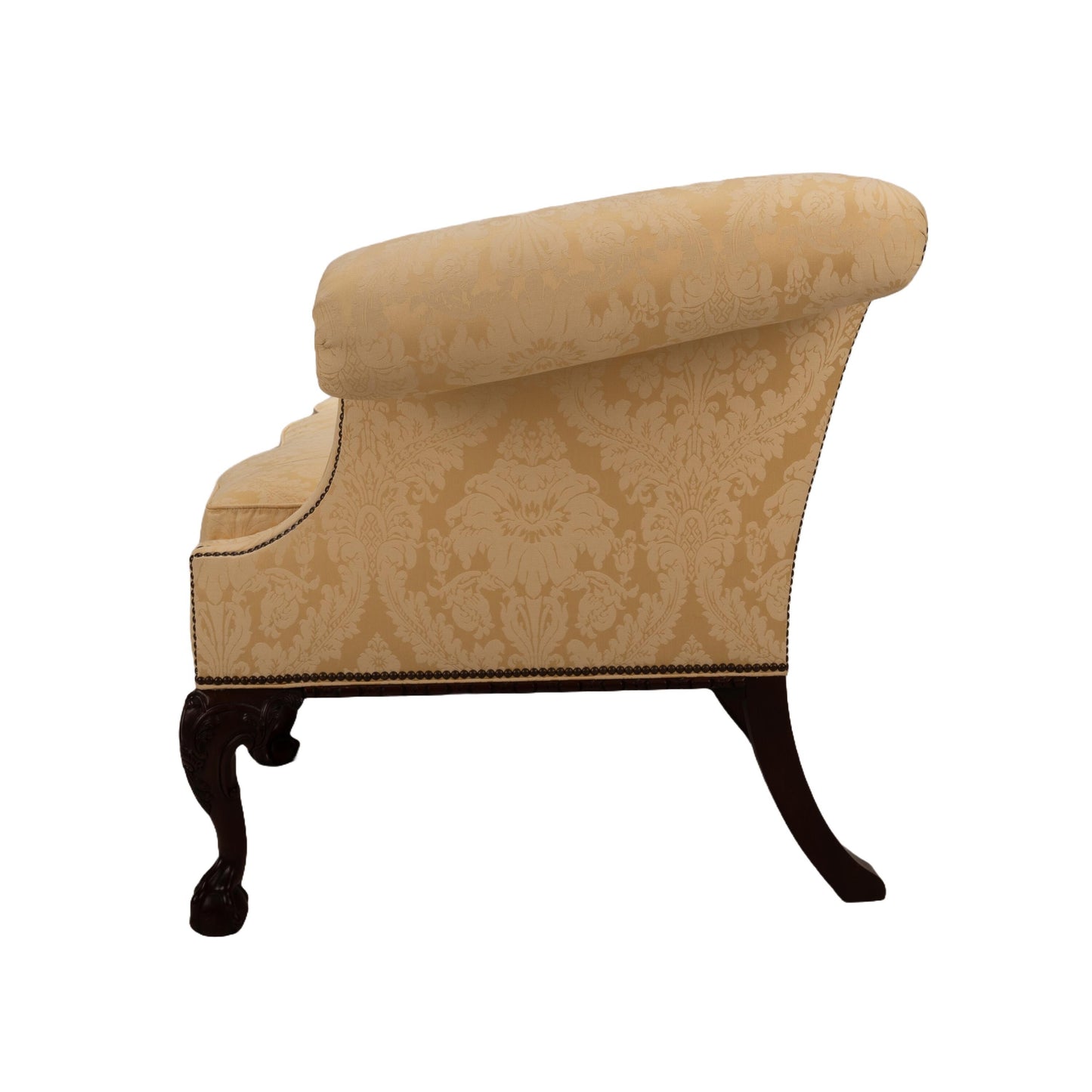 Vintage Baker Furniture Camel Back Claw Footed & Studded Sofa , Chippendale English Style , Original Upholstery , Gorgeous Piece