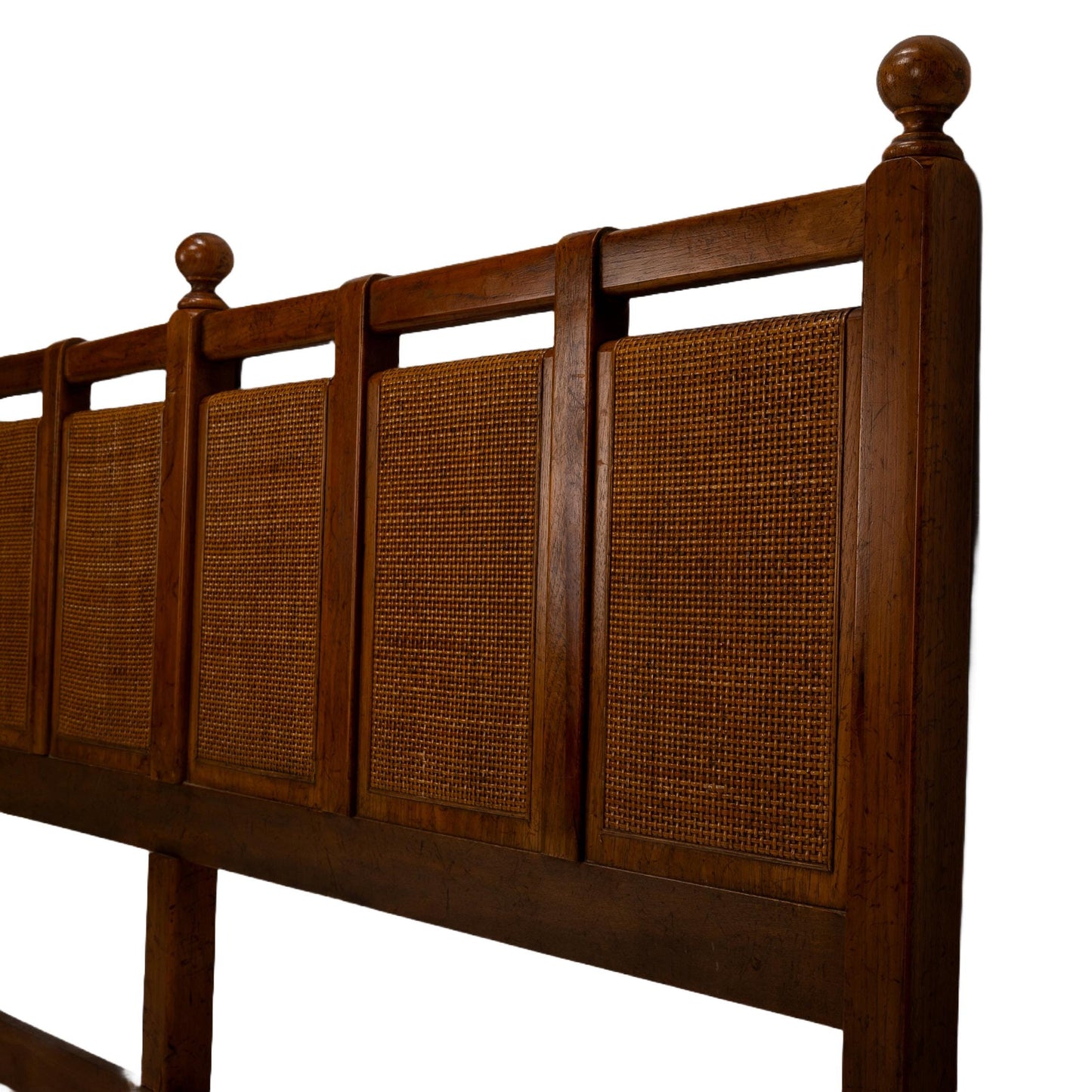 1950s Mid Century Modern Cane Wicker King Headbaord - Vintage MCM Boho Chic Bed Bedframe , Unique Piece USA Made