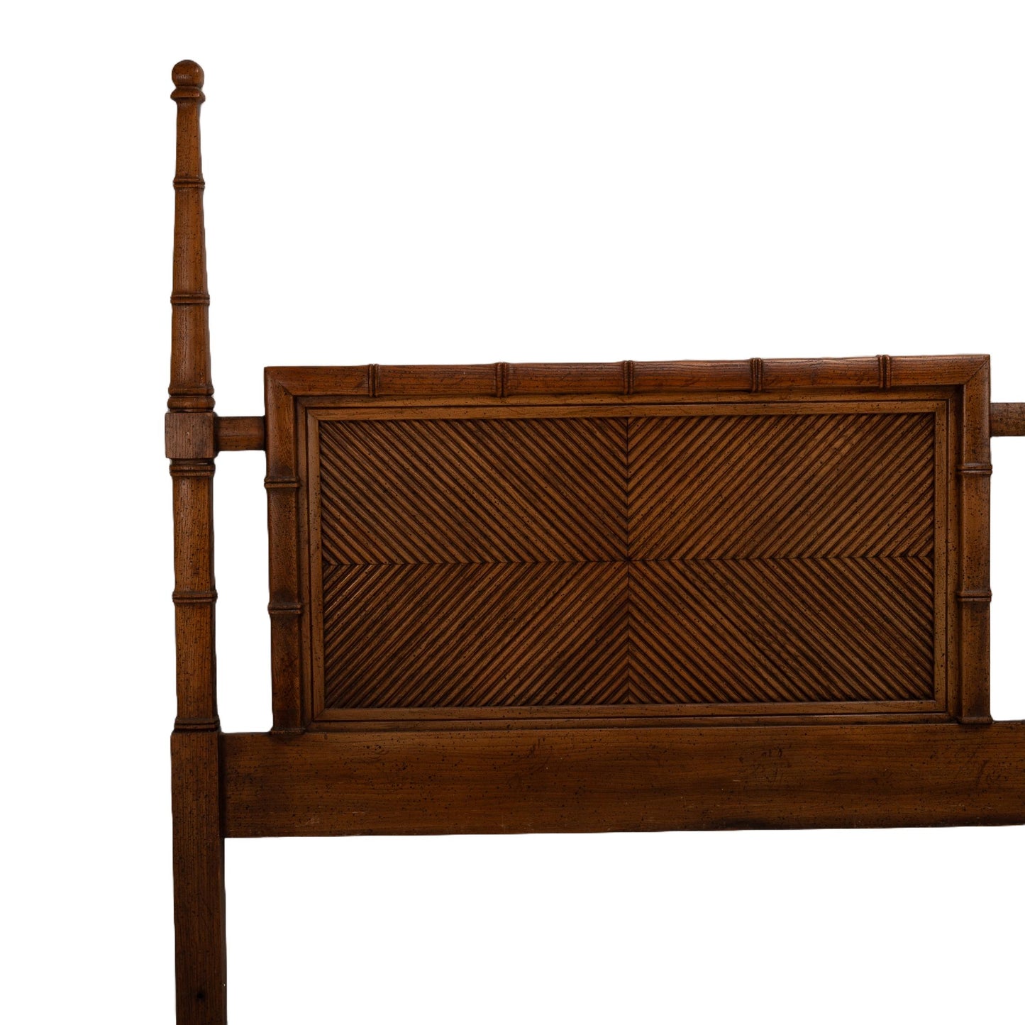 Vintage Mid Century Modern Faux Bamboo Pencil Reed Backed King Bed Headboard - MCM Boho Chic Hollywood Regency , Unique Piece!