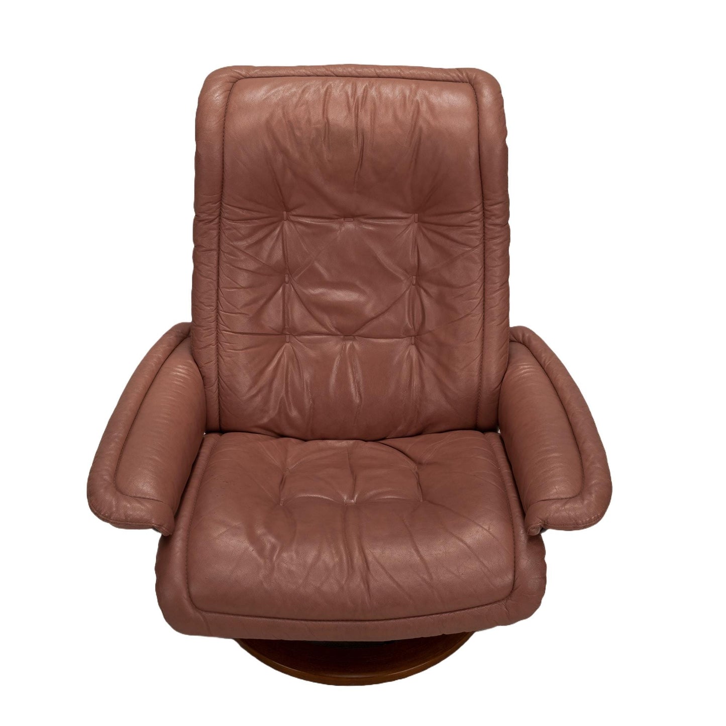 Large Ekornes Stressless Royal Recliner Chair + Ottoman in Mauve Pink - Norway , Classic Scandinavian Design, Unique Tufted Model