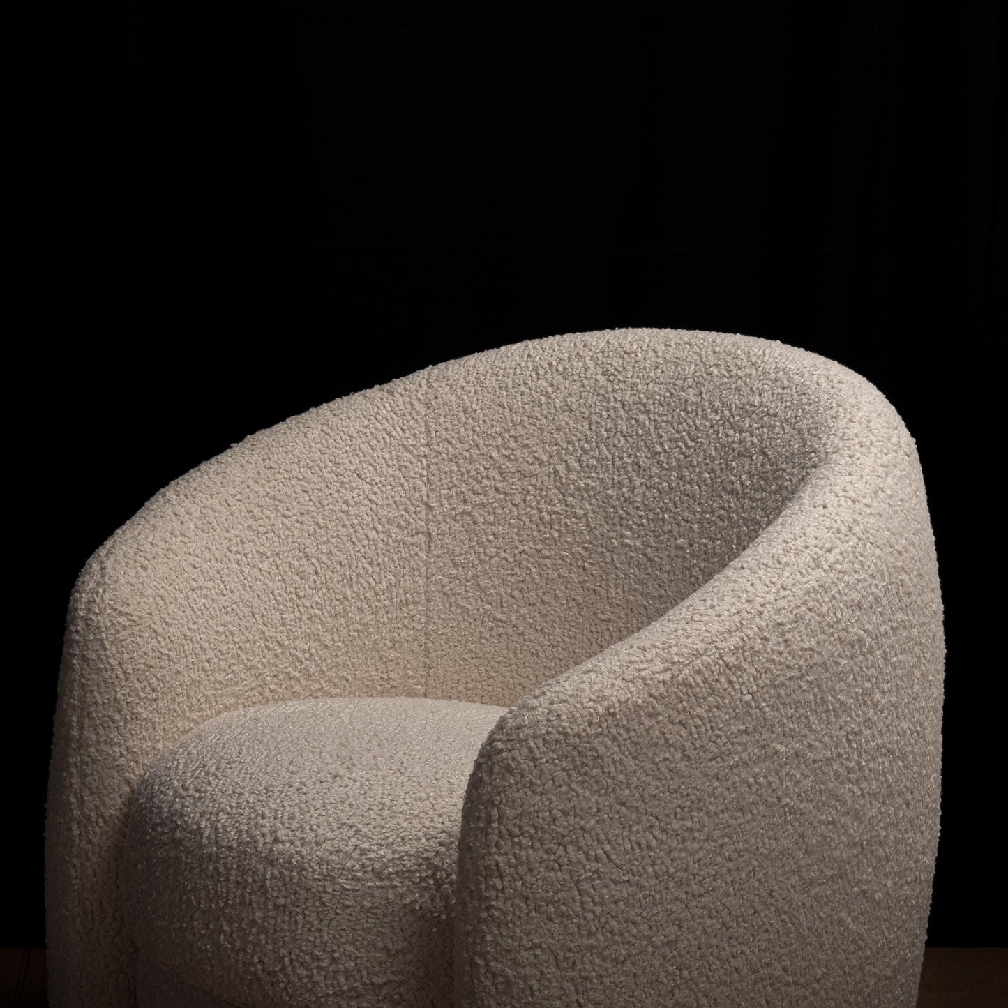 Crate & Barrel Fernie Accent Chairs Ottoman - Boucle Vegan Lamb Fur Upholstery , 3700 MSRP , Discontinued CB2
